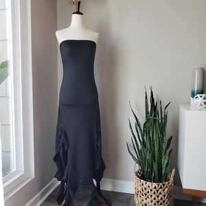 J.NNA Mesh Ruffle Tube Top Swing Dress main image 0